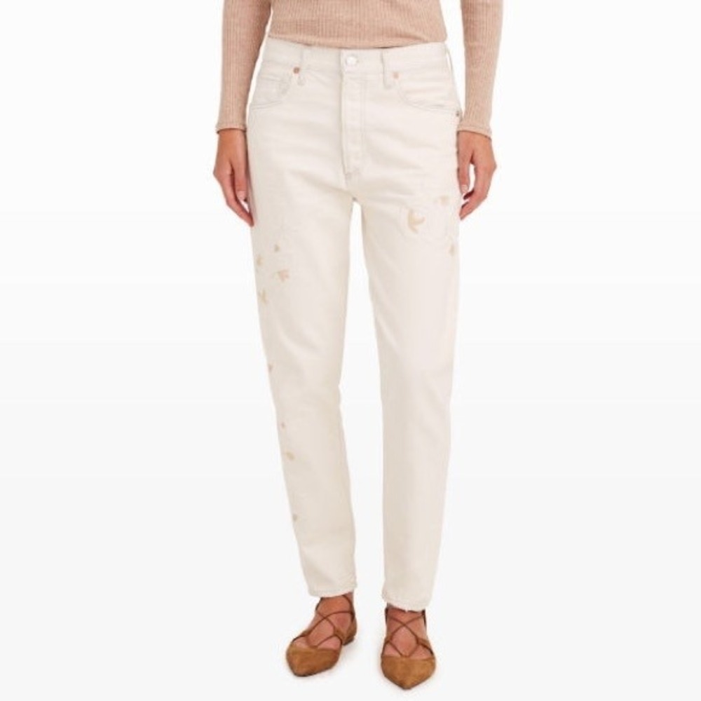 Citizens of Humanity Floral embroidered Liya High Rise Crop Jeans White Size 29